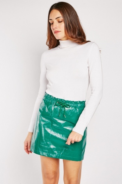 Green Vinyl Mini Skirt