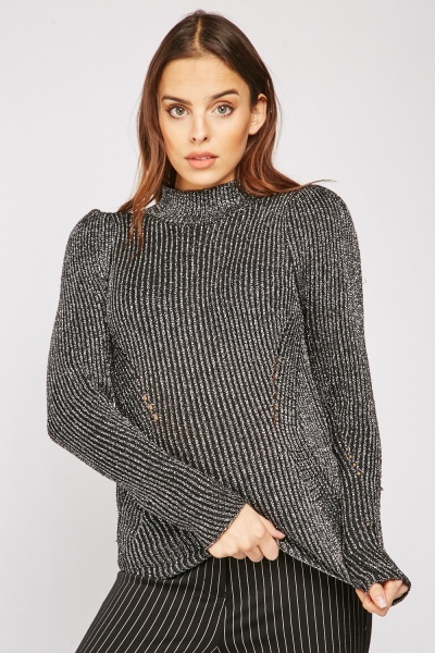 Metallic Herringbone Knit Jumper