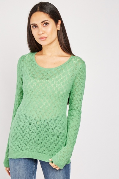 Open Work Pattern Knit Top