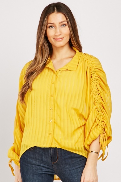 Tie Up Cocoon Sleeve Striped Top