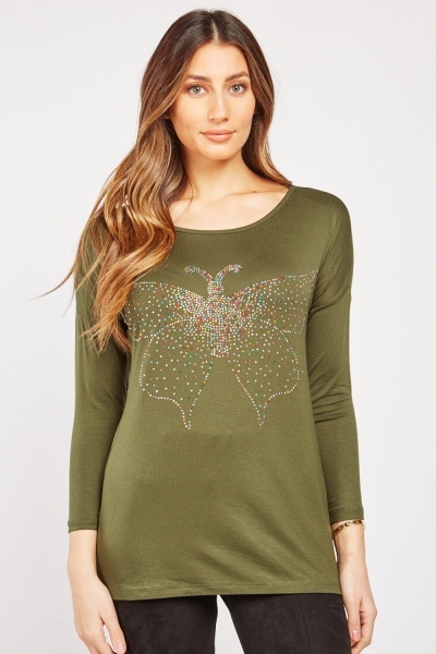 Multi-Coloured Encrusted Butterfly Top