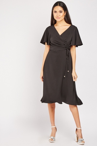 Drawstring Waist Midi Dress