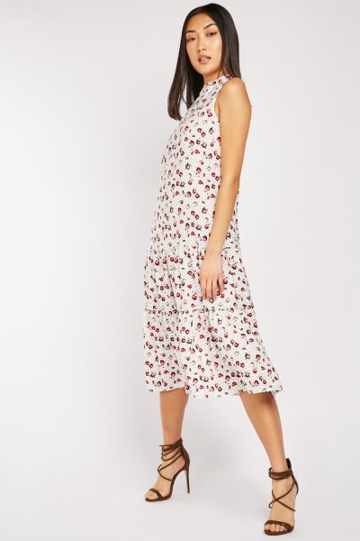 Download Flower Print Midi Tiered Dress Just 7