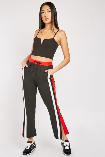 Striped Side Straight Cut Trousers