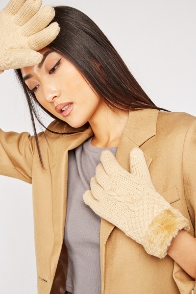 Textured Pattern Chunky Knit Gloves