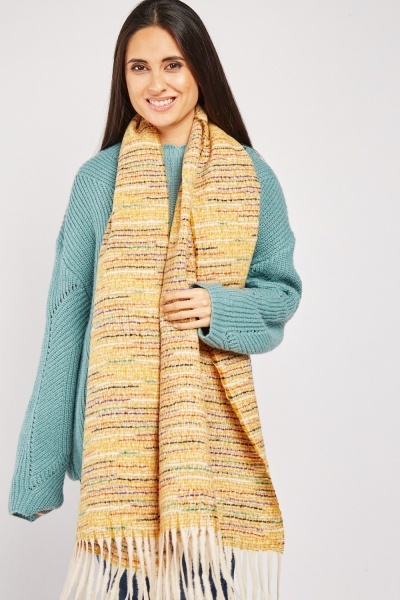 Fringed Woven Textured Scarf