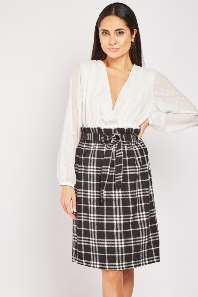 Paper Bag Plaid Skirt