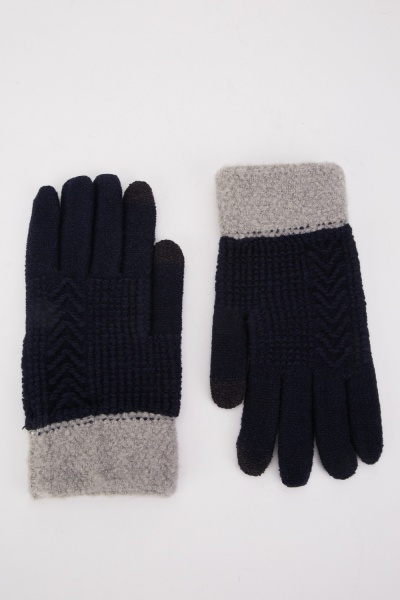 Two Tone Knit Touch Gloves