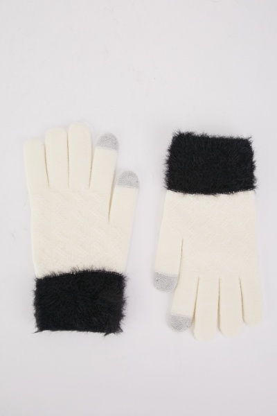 Faux Fur Knit Touch Gloves