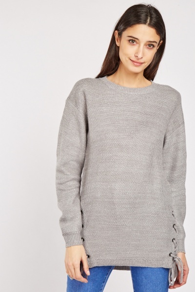 Shimmery Lace Up Side Jumper