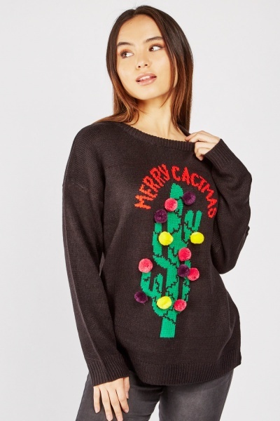 Pom Pom Trim Festive Knit Jumper