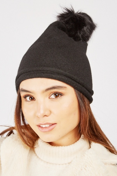 Faux Fur Lined Beanie Hat