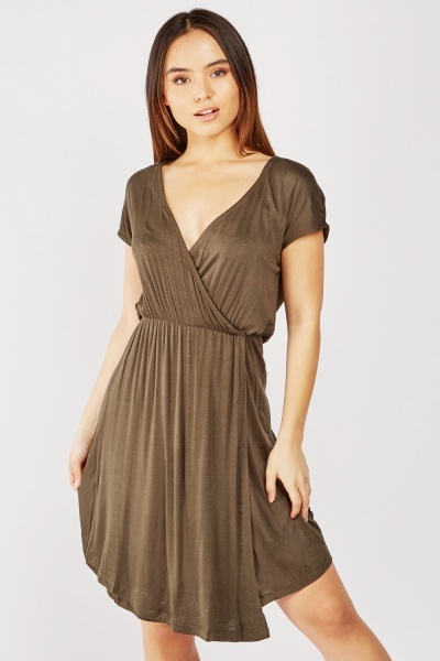 Draped Jersey Wrap Dress