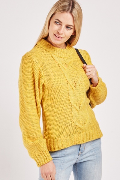 Centre Front Cable Knit Jumper