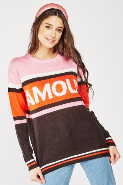 Striped Logo Front Knit Jumper