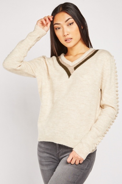 Textured Sleeve Knit Jumper