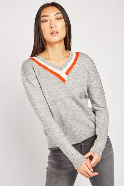 Textured Sleeve Knit Jumper