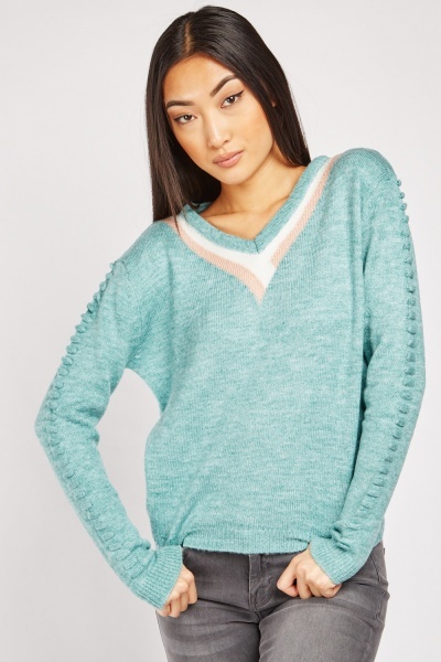 Textured Sleeve Knit Jumper