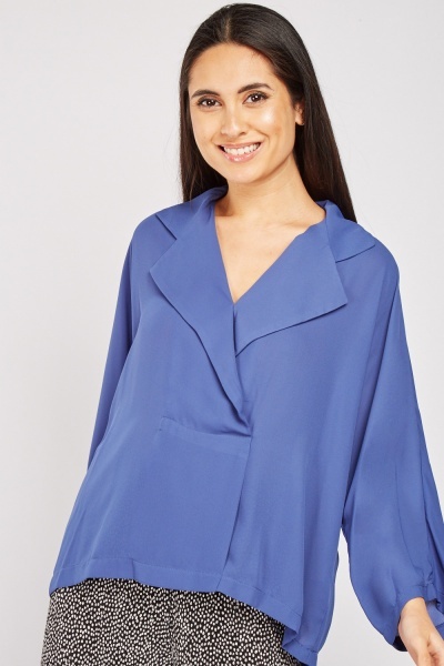 Lapel Front Loose Fit Blouse