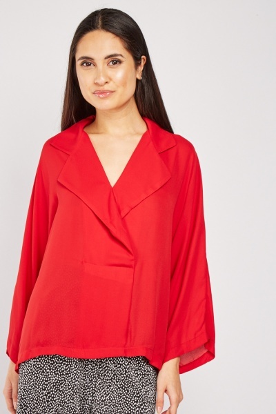 Lapel Front Loose Fit Blouse