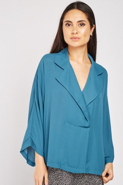 Lapel Front Loose Fit Blouse