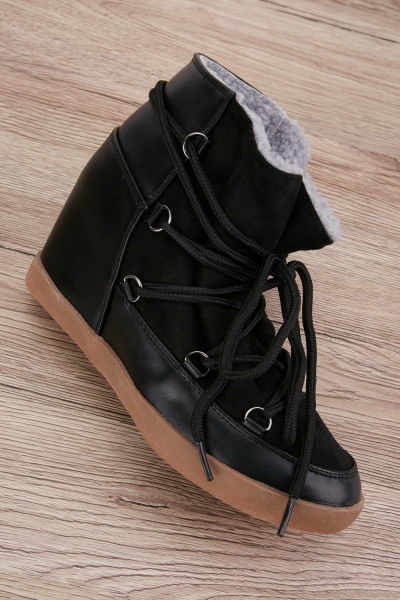 Suedette Contrast Wedge Boots