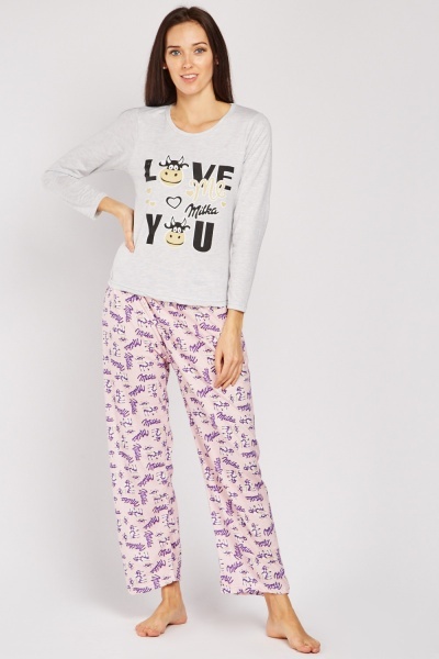 Novelty Print Pyjama Top And Trousers Set