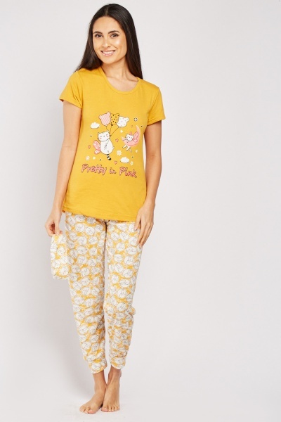 Cat Print Pyjama Set