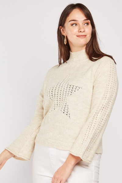 Perforated Star Pattern Knit Jumper