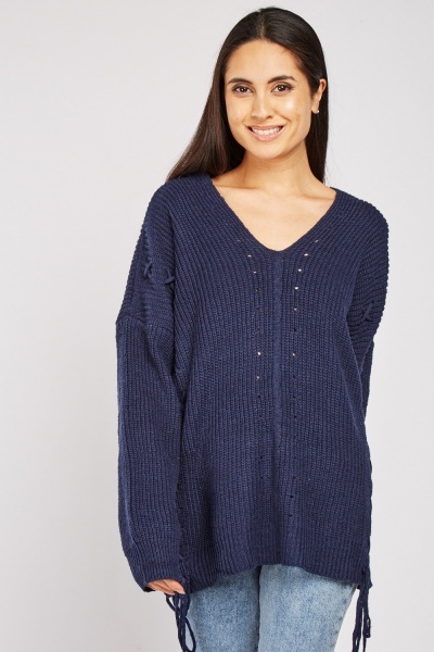 Lace Up Back Knit Jumper