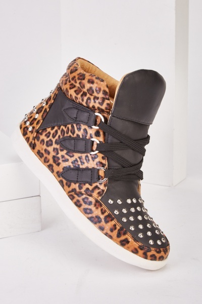 Studded Detail High Top Trainers