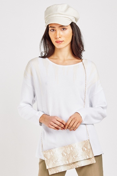 Embroidered Panel Cotton Knit Top