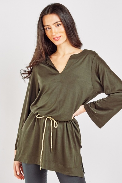 Slit Front Tunic Blouse