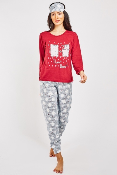 I Love Biscuits Print Pyjama Set