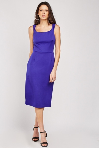 Scoop Neck Midi Scuba Dress