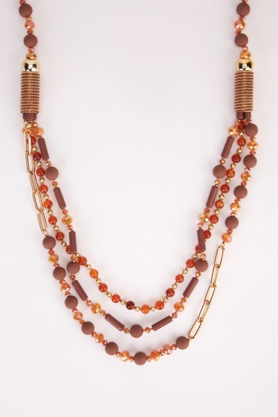 Beaded Contrast Layered Necklace