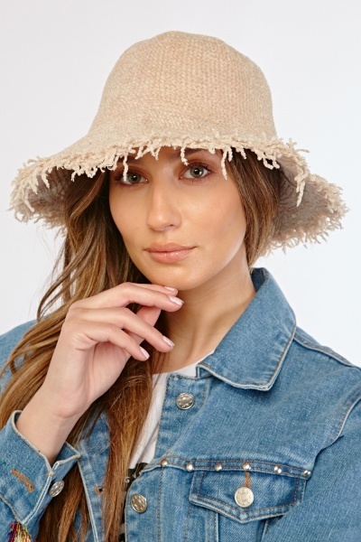 Chenille Hat With Frayed Brim