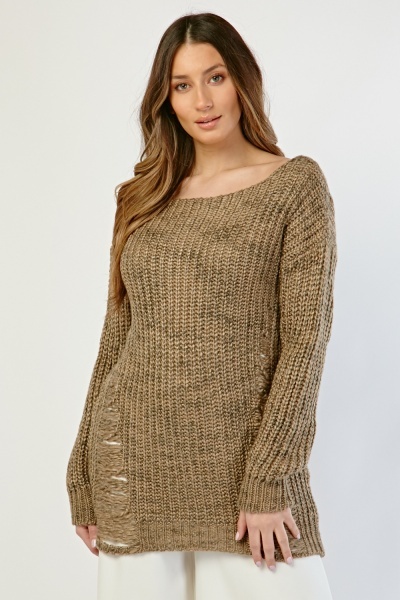 Distressed Slouchy Knit Jumper