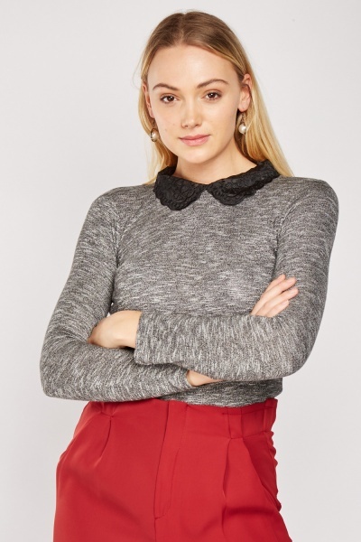 Collared Mesh Speckled Top