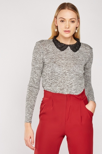 Collared Mesh Speckled Top