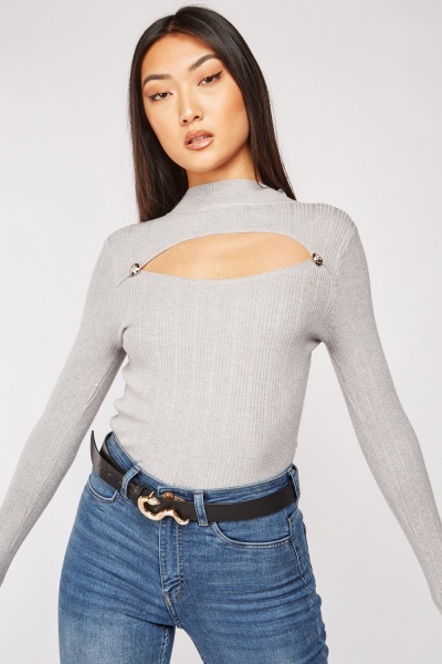 Keyhole Front Ribbed Top