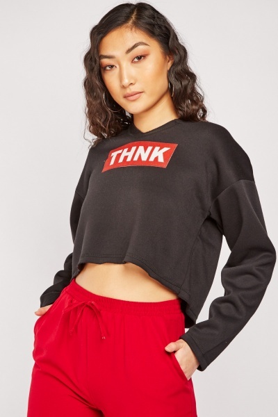 Printed Crop Hoodie