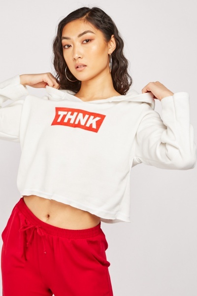 Printed Crop Hoodie