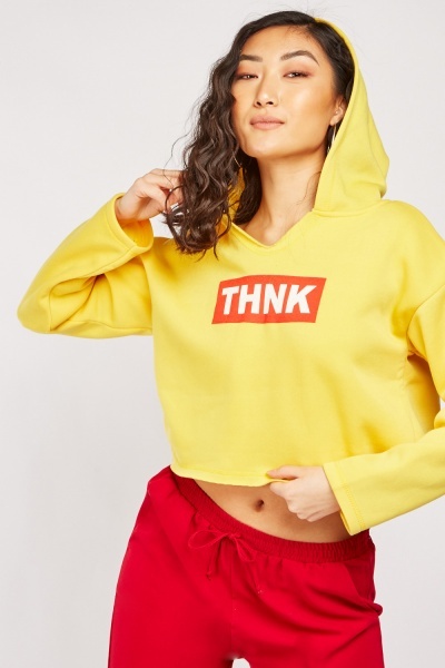 Printed Crop Hoodie