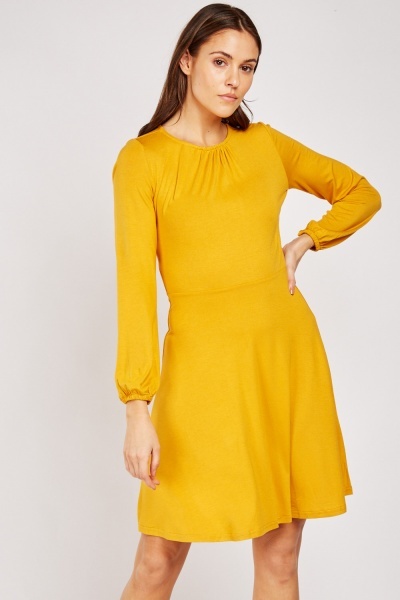 Gathered Neck Front Swing Dress