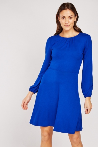 Gathered Neck Front Swing Dress