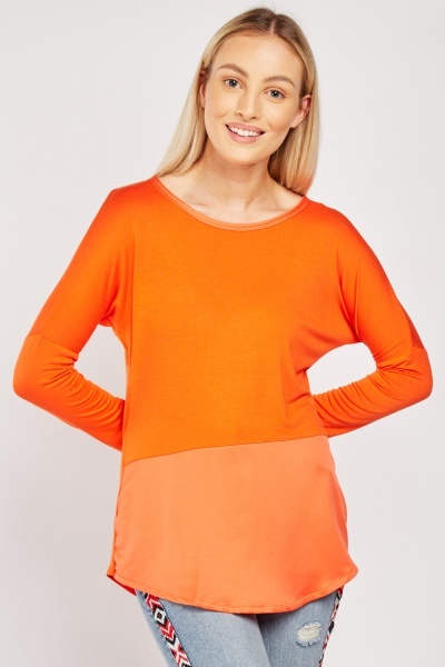 Sateen Contrast Hem Blouse