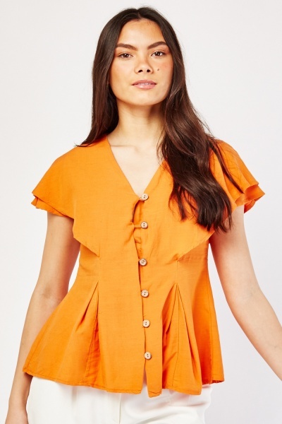 Ruffle Overlay Orange Blouse