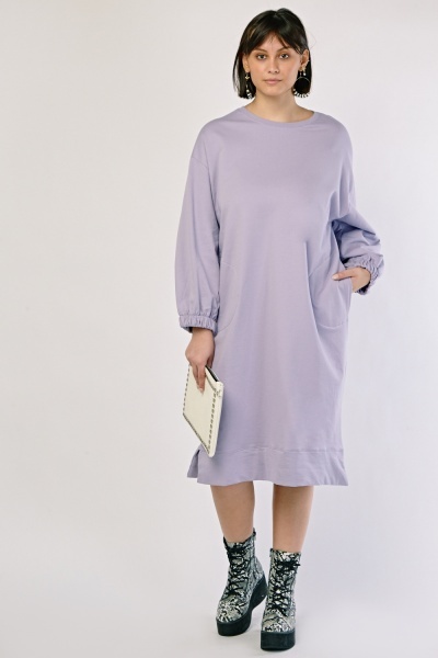 Slanted Twin Pocket Oversized Dress