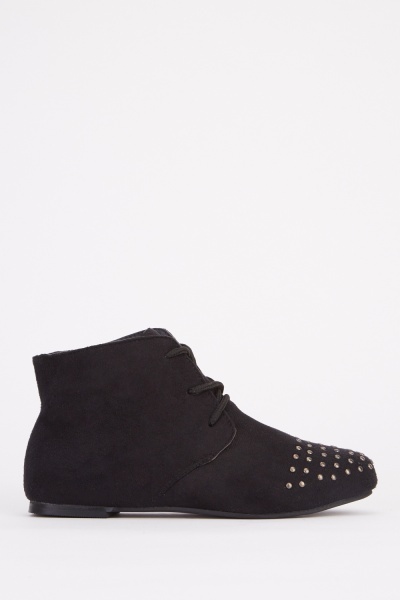 Studded Lace Up Kids Ankle Boots